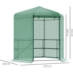 Outsunny Serre De Jardin Hexagonale Avec 6 étagères - Dim. 2,25L X 1,94l X 2,15H M Porte Enroulable Zippée Acier Thermolaqué PE Haute Densité Vert - Vert -Outsunny Soldes Magasin 53591963 3