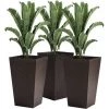 Outsunny Lot De 3 Pots De Fleurs Hauteur 61 Cm, Extérieur Et Intérieur - PP Aspect Rotin Chocolat -Outsunny Soldes Magasin 53591965 1