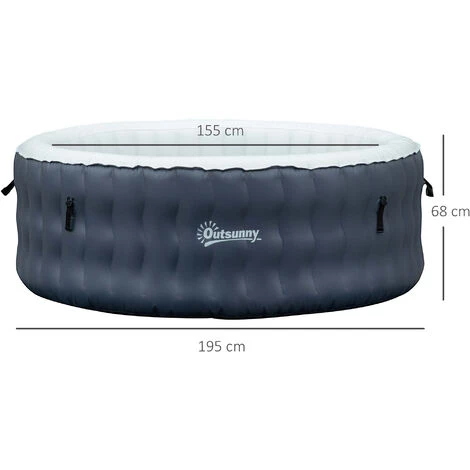 Outsunny Spa Gonflable Rond 6 Personnes Ø 1,95 X 0,68H M - 108 Buses D'air Hydro-massantes - Fonctions Chauffage Filtration - Liner PVC ABS Bleu Blanc 5 Outsunny Spa Gonflable Rond 6 Personnes Ø 1,95 X 0,68H M - 108 Buses D'air Hydro-massantes - Fonctions Chauffage Filtration - Liner PVC ABS Bleu Blanc – Image 3