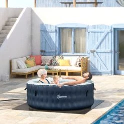 Outsunny Spa Gonflable Rond 6 Personnes Ø 1,95 X 0,68H M - 108 Buses D'air Hydro-massantes - Fonctions Chauffage Filtration - Liner PVC ABS Bleu Blanc 10 Outsunny Spa Gonflable Rond 6 Personnes Ø 1,95 X 0,68H M - 108 Buses D'air Hydro-massantes - Fonctions Chauffage Filtration - Liner PVC ABS Bleu Blanc -Outsunny Soldes Magasin 53591967 4