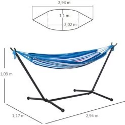 Outsunny Hamac De Jardin Avec Support En Métal époxy Hamac Sur Pied 1 Place Charge Max. 120 Kg Sac Transport Multicolore -Outsunny Soldes Magasin 53591969 3