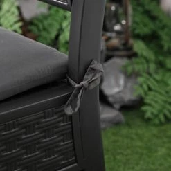 Outsunny Ensemble Salon De Jardin 4 Places 4 Pièces Design Style Yachting Coussins Déhoussables Inclus Table Basse Métal époxy Résine Tressée Anthracite - Noir -Outsunny Soldes Magasin 53591974 5