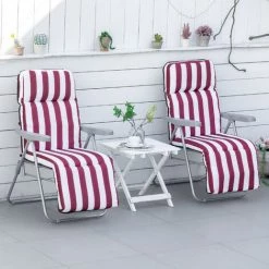 Outsunny Lot De 2 Chaises Longues Bains De Soleil Ajustables Pliables Transat Lit De Jardin En Acier Rouge + Blanc 8 Outsunny Lot De 2 Chaises Longues Bains De Soleil Ajustables Pliables Transat Lit De Jardin En Acier Rouge + Blanc -Outsunny Soldes Magasin 53591975 2