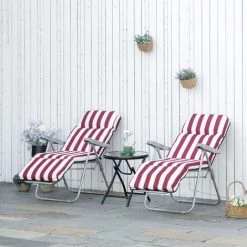 Outsunny Lot De 2 Chaises Longues Bains De Soleil Ajustables Pliables Transat Lit De Jardin En Acier Rouge + Blanc 10 Outsunny Lot De 2 Chaises Longues Bains De Soleil Ajustables Pliables Transat Lit De Jardin En Acier Rouge + Blanc -Outsunny Soldes Magasin 53591975 4