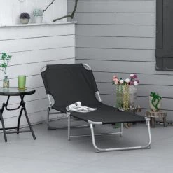 Outsunny Bain De Soleil Transat Pliable Dossier Réglable Multipositions Métal Et Polyester Noir 10 Outsunny Bain De Soleil Transat Pliable Dossier Réglable Multipositions Métal Et Polyester Noir -Outsunny Soldes Magasin 53591987 4