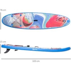 Outsunny Stand Up Paddle Gonflable Surf Planche De Paddle Pour Adulte Dim. 320L X 76l X 15H Cm Nombreux Accessoires Fournis PVC Bleu Rouge -Outsunny Soldes Magasin 53591990 3