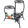 Outsunny Support Porte-plantes En Métal à 3 Niveaux élégant Pliable Intérieur/extérieur Dim. 64L X 45l X 56H Cm Noir -Outsunny Soldes Magasin 53829926 1
