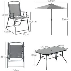 Outsunny Ensemble Salon De Jardin 6 Places 8 Pièces - Parasol, Table, 6 Chaises Pliantes - Métal époxy Textilène Polyester Gris 9 Outsunny Ensemble Salon De Jardin 6 Places 8 Pièces - Parasol, Table, 6 Chaises Pliantes - Métal époxy Textilène Polyester Gris -Outsunny Soldes Magasin 53829929 3