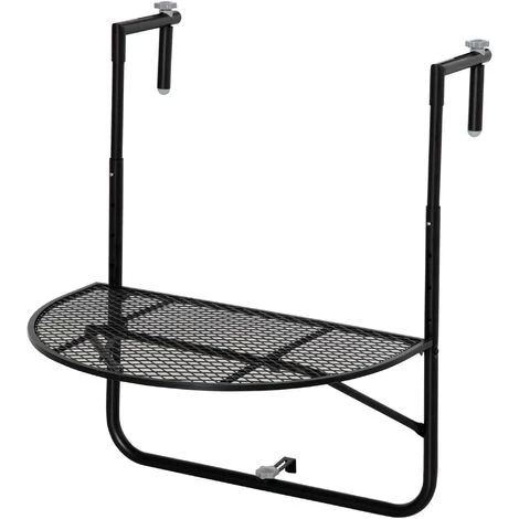Outsunny Table Suspendue Pour Balcon Pliable Dim. Plateau 60L X 40l Cm Hauteur Réglable 57-72H Cm Métal époxy Noir - Noir 3 Outsunny Table Suspendue Pour Balcon Pliable Dim. Plateau 60L X 40l Cm Hauteur Réglable 57-72H Cm Métal époxy Noir - Noir