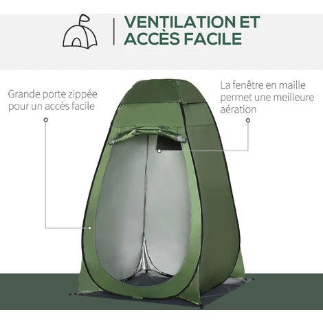 Outsunny Tente De Douche Pliable Pop-up Automatique Instantanée Cabinet De Changement Camping Polyester Vert 7 Outsunny Tente De Douche Pliable Pop-up Automatique Instantanée Cabinet De Changement Camping Polyester Vert – Image 5