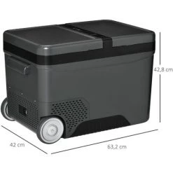 Outsunny Glacière-congélateur Portable à Compression 2 Compartiments -22°C - 10°C 35L Prise Alume-cigare + Adaptateur Inclus Gris Noir -Outsunny Soldes Magasin 53829949 3