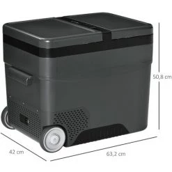 Outsunny Glacière-congélateur Portable à Compression 2 Compartiments -22°C - 10°C 45L Prise Alume-cigare + Adaptateur Inclus Gris Noir -Outsunny Soldes Magasin 53829950 3