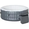 Outsunny Spa Gonflable Rond 4 Personnes Ø 1,8 X 0,68H M - 108 Buses D'air Hydro-massantes - Fonctions Chauffage Filtration - Liner PVC ABS Gris Blanc
