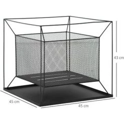 Outsunny Brasero Cheminée Foyer Extérieur Carré Avec Tisonnier Dim. 45L X 45l X 43H Cm Métal Noir -Outsunny Soldes Magasin 54127817 3