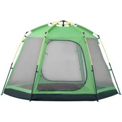 Outsunny Tente De Camping Familiale 6 Personnes Montage Instantanée Pop-up 4 Fenêtres 2 Portes Dim. 320L X 320l X 176H Cm Fibre Verre Polyester Vert Gris - Vert