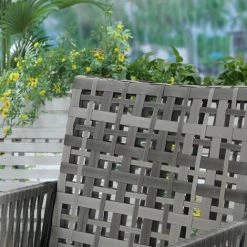 Outsunny Ensemble Salon De Jardin Contemporain 4 Places 4 Pièces Coussins Déperlants Déhoussables Crème Résine Tressée Grise -Outsunny Soldes Magasin 54809830 5