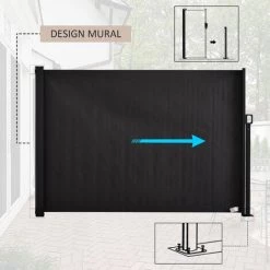 Outsunny Store Latéral Brise-vue Paravent Rétractable Dim. 3,5L X 1,8H M Alu. Polyester Imperméable Anti-UV Haute Densité 280 G/m² Gris - Gris -Outsunny Soldes Magasin 54817236 5