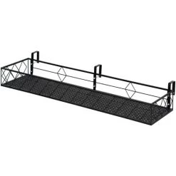 Outsunny Support De Pot De Fleurs Jardinière Suspendu - Fixations Réglables - Jardinière Pour Balcon - Dim. 100L X 31l X 12H Cm - Métal Noir