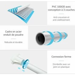 Outsunny Piscine Tubulaire Hors Sol Rectangulaire Avec Filtre Dim. 340L X 215l X 80H Cm Acier PVC Gris Clair -Outsunny Soldes Magasin 54817240 5