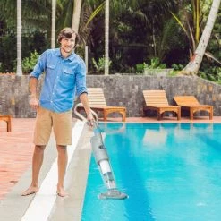 Outsunny Aspirateur De Piscine électrique Portable Rechargeable Avec Brosse Et Cartouche Filtrante - 2 Vitesses - ABS PP Gris Bleu -Outsunny Soldes Magasin 54817244 4