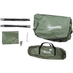 Outsunny Tente De Camping 2 Personnes Dim. 206L X 152l X 110H Cm - Portes Zippée, Poche Rangement Sac De Transport Inclus - Fibre Verre Polyester Oxford Gris Vert -Outsunny Soldes Magasin 54817263 4