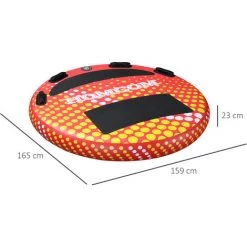 Outsunny Bouée Tractée Gonflable 2 Places - 4 Poignées, Système D'accroche Rapide, 2 Pads En Néoprène - Accessoires Inclus - PVC ABS Rouge Jaune - Rouge -Outsunny Soldes Magasin 54943850 3