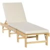 Outsunny Bain De Soleil Transat Pour Jardin Avec Matelas Rembourré - Dossier Réglable 4 Positions - Pliable - Dim. 195L X 59l X 30H Cm - Sapin Polyester Beige - Beige -Outsunny Soldes Magasin 55552899 1