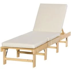 Outsunny Bain De Soleil Transat Pour Jardin Avec Matelas Rembourré - Dossier Réglable 4 Positions - Pliable - Dim. 195L X 59l X 30H Cm - Sapin Polyester Beige - Beige 10 Outsunny Bain De Soleil Transat Pour Jardin Avec Matelas Rembourré - Dossier Réglable 4 Positions - Pliable - Dim. 195L X 59l X 30H Cm - Sapin Polyester Beige - Beige -Outsunny Soldes Magasin 55552899 4