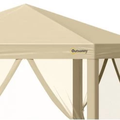 Outsunny Tonnelle Barnum Pliant Pop-up Style Colonial 3,06L X 3,06l X 2,7H M Hauteur Réglable Moustiquaires Sac De Transport Inclus Beige - Beige -Outsunny Soldes Magasin 55776898 4