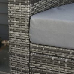 Outsunny Canapé De Jardin 2 Places Canapé Droit 4 Coussins Déhoussables 130L X 70l X 80H Cm Résine Tressée Gris -Outsunny Soldes Magasin 55776906 5