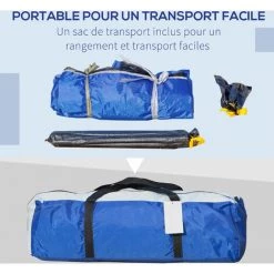 Outsunny Tente Cabine De Douche Portable Pour Camping 1-2 Personnes Sac De Transport Inclus étanche - Oxford - Dim. 167L X 167l X 224H Cm - Bleu Et Blanc - Bleu -Outsunny Soldes Magasin 55776935 5