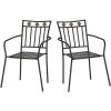 Outsunny Lot De 2 Chaises De Jardin Métal époxy Style Fer Forgé Avec Mosaïque - Accoudoirs - Noir -Outsunny Soldes Magasin 56390836 1