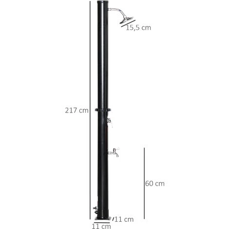 Outsunny Douche Solaire D'extérieur Réservoir 20L Pression Max. 3,5 Bar - Mitigeur, Grand Pommeau Orientable, Robinet à Pieds - PVC ABS Noir - Noir 5 Outsunny Douche Solaire D'extérieur Réservoir 20L Pression Max. 3,5 Bar - Mitigeur, Grand Pommeau Orientable, Robinet à Pieds - PVC ABS Noir - Noir â Image 3