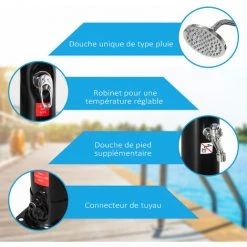 Outsunny Douche Solaire D'extérieur Réservoir 20L Pression Max. 3,5 Bar - Mitigeur, Grand Pommeau Orientable, Robinet à Pieds - PVC ABS Noir - Noir 11 Outsunny Douche Solaire D'extérieur Réservoir 20L Pression Max. 3,5 Bar - Mitigeur, Grand Pommeau Orientable, Robinet à Pieds - PVC ABS Noir - Noir -Outsunny Soldes Magasin 56390867 5