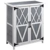 Outsunny Abri De Jardin Armoire De Jardin Remise Pour Outils Sur Pied Dim. 75L X 40l X 90H Cm 3 étagères 2 Portes Toit Tôle Bois Sapin Blanc Gris - Gris -Outsunny Soldes Magasin 56481221 1