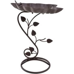 Outsunny Bain D'oiseaux Abreuvoir Pour Oiseaux Dim. 38,5L X 31l X 54H Cm Métal Bronze Antique