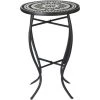 Outsunny Table Ronde Style Fer Forgé Bistro Plateau Mosaïque Céramique Métal époxy Anticorrosion Noir Blanc - Noir -Outsunny Soldes Magasin 56842109 1