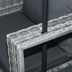 Outsunny Ensemble Salon De Jardin 2 Places 3 Pièces - Canapé 2 Places, Repose-pieds, Parasol - Coussins Inclus - Résine Tressée Gris -Outsunny Soldes Magasin 56842125 4