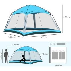 Outsunny Tente De Camping Familiale - Tente Dôme 8 Pers. Max. - Sac De Transport, 4 Parois En Maille - Dim. 3,6L X 3,6l X 2,2H M - Polyester Bleu 9 Outsunny Tente De Camping Familiale - Tente Dôme 8 Pers. Max. - Sac De Transport, 4 Parois En Maille - Dim. 3,6L X 3,6l X 2,2H M - Polyester Bleu -Outsunny Soldes Magasin 56842141 3