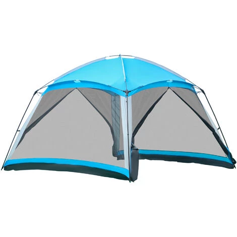 Outsunny Tente De Camping Familiale - Tente Dôme 8 Pers. Max. - Sac De Transport, 4 Parois En Maille - Dim. 3,6L X 3,6l X 2,2H M - Polyester Bleu 6 Outsunny Tente De Camping Familiale - Tente Dôme 8 Pers. Max. - Sac De Transport, 4 Parois En Maille - Dim. 3,6L X 3,6l X 2,2H M - Polyester Bleu – Image 4