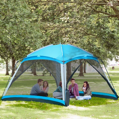 Outsunny Tente De Camping Familiale - Tente Dôme 8 Pers. Max. - Sac De Transport, 4 Parois En Maille - Dim. 3,6L X 3,6l X 2,2H M - Polyester Bleu 7 Outsunny Tente De Camping Familiale - Tente Dôme 8 Pers. Max. - Sac De Transport, 4 Parois En Maille - Dim. 3,6L X 3,6l X 2,2H M - Polyester Bleu – Image 5