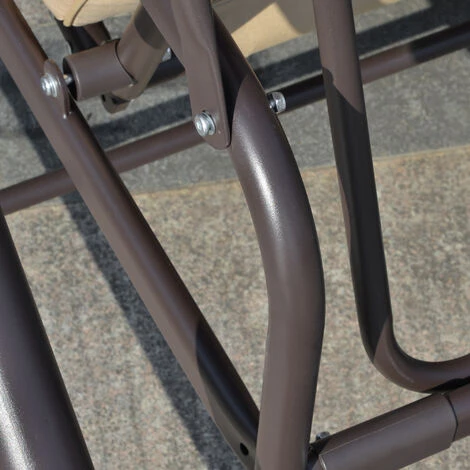 Outsunny Balancelle De Jardin 3 Places Convertible Toit Inclinaison Réglable Métal époxy Brun Polyester Beige - Beige 7 Outsunny Balancelle De Jardin 3 Places Convertible Toit Inclinaison Réglable Métal époxy Brun Polyester Beige - Beige – Image 5