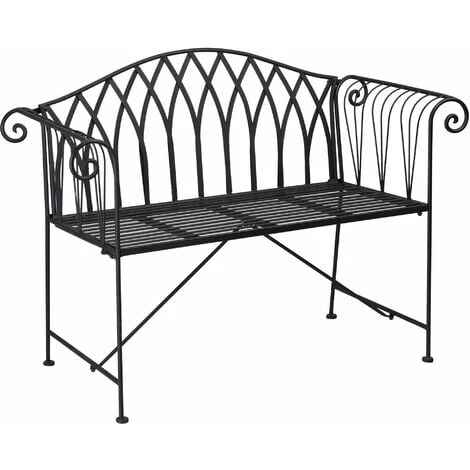Outsunny Banc De Jardin 2 Places Style Néo-rétro Fer Forgé Lignes Fuselées Métal époxy Noir 3 Outsunny Banc De Jardin 2 Places Style Néo-rétro Fer Forgé Lignes Fuselées Métal époxy Noir