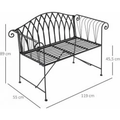 Outsunny Banc De Jardin 2 Places Style Néo-rétro Fer Forgé Lignes Fuselées Métal époxy Noir 9 Outsunny Banc De Jardin 2 Places Style Néo-rétro Fer Forgé Lignes Fuselées Métal époxy Noir -Outsunny Soldes Magasin 57600896 3