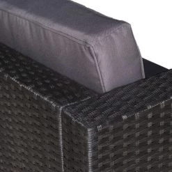 Outsunny Ensemble De Jardin 2 Places 3 Pièces Résine Tressée Aspect Rotin Noir Coussins Déperlants Déhoussables Gris -Outsunny Soldes Magasin 57600907 4