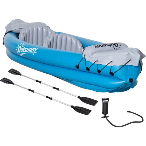 Outsunny Canoé Kayak Gonflable 2 Personnes - Gonfleur, Kit Réparation, 2 Rames Inclus - PVC Gris Bleu - Bleu 6 Outsunny Canoé Kayak Gonflable 2 Personnes - Gonfleur, Kit Réparation, 2 Rames Inclus - PVC Gris Bleu - Bleu – Image 4