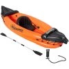 Outsunny Canoé Kayak Gonflable 1 Personne - Gonfleur Et Rame En Aluminium Inclus - PVC Orange Noir -Outsunny Soldes Magasin 57600911 1