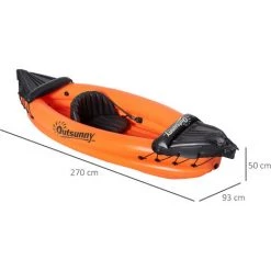 Outsunny Canoé Kayak Gonflable 1 Personne - Gonfleur Et Rame En Aluminium Inclus - PVC Orange Noir -Outsunny Soldes Magasin 57600911 3