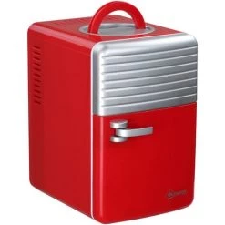 Outsunny Mini Réfrigérateur Portable 2 En 1 Froid Chaud 6 L AC 220-240 V DC 12 V Rouge