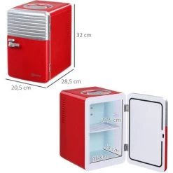 Outsunny Mini Réfrigérateur Portable 2 En 1 Froid Chaud 6 L AC 220-240 V DC 12 V Rouge -Outsunny Soldes Magasin 57600912 3